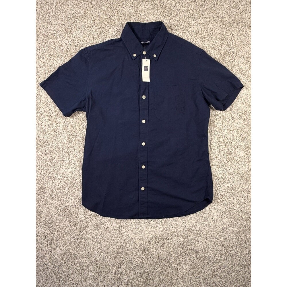 Gap Factory Mens S Navy Oxford Shirt Short Sleeve Button Down NWT Cotton Pocket